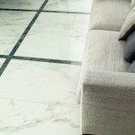 Anima Select interior marble-effect porcelain tiles used in a living room