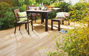 Millboard decking with garden furniture